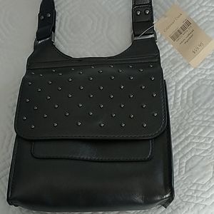 Coldwater Creek Nailhead Gunmetal Cross body Bag